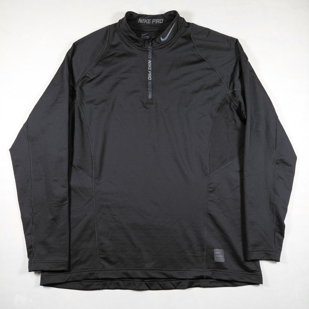 Nike Pro Hyperwarm Mens XXL Black 1/4 Zip Fitted Training Top Mock Neck Pullover - Picture 2 of 15